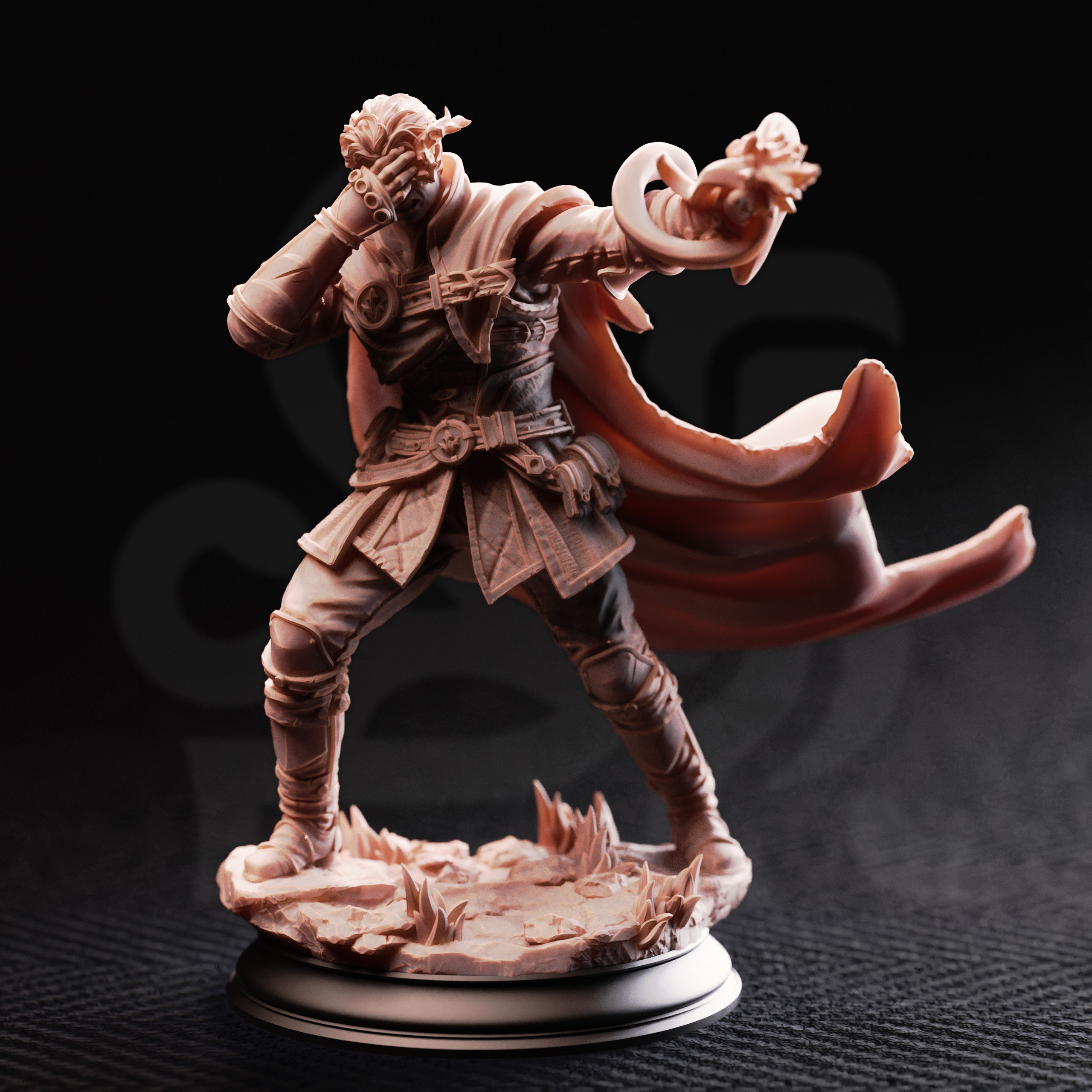 Unpainted resin miniature of Varys Farseeker, inquisitor initiate