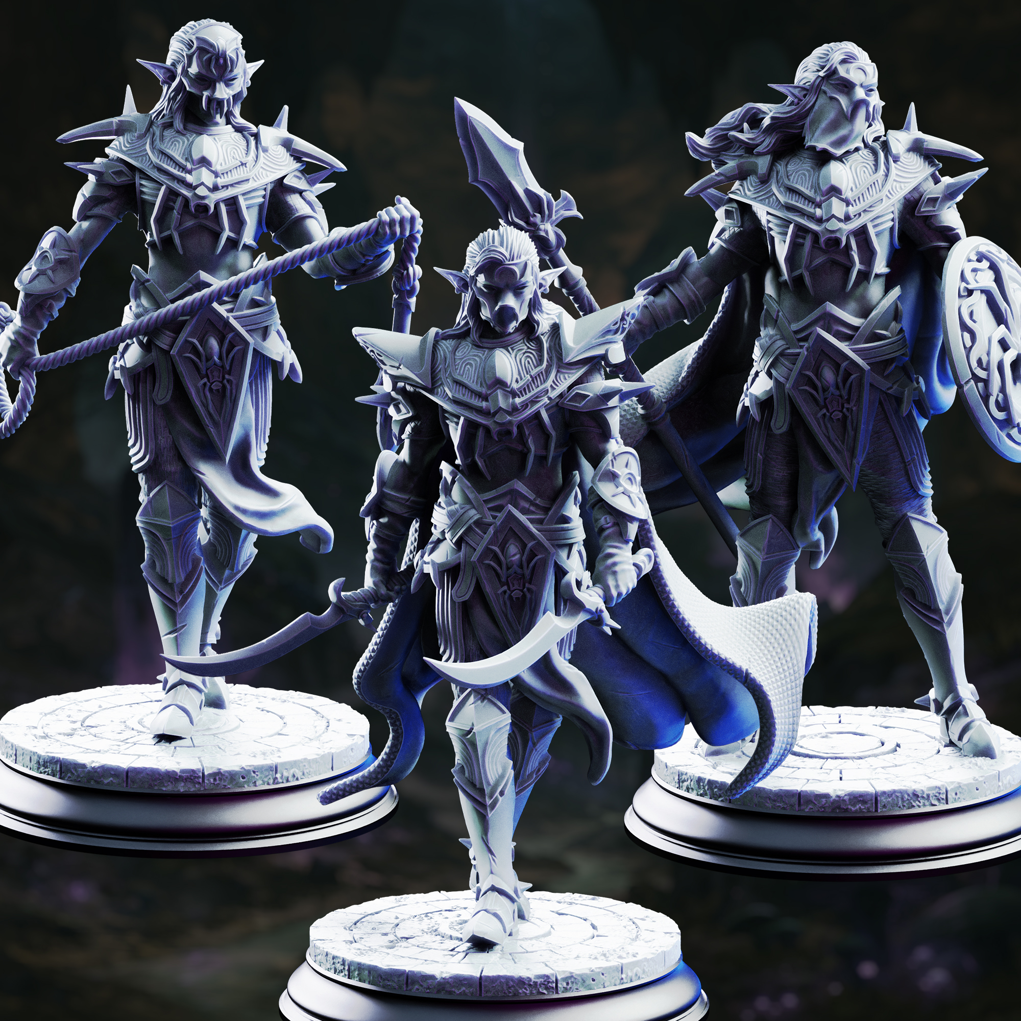 Unpainted resin miniature of Vessels of Irinax, elite drow soldiers — view 4 of 6