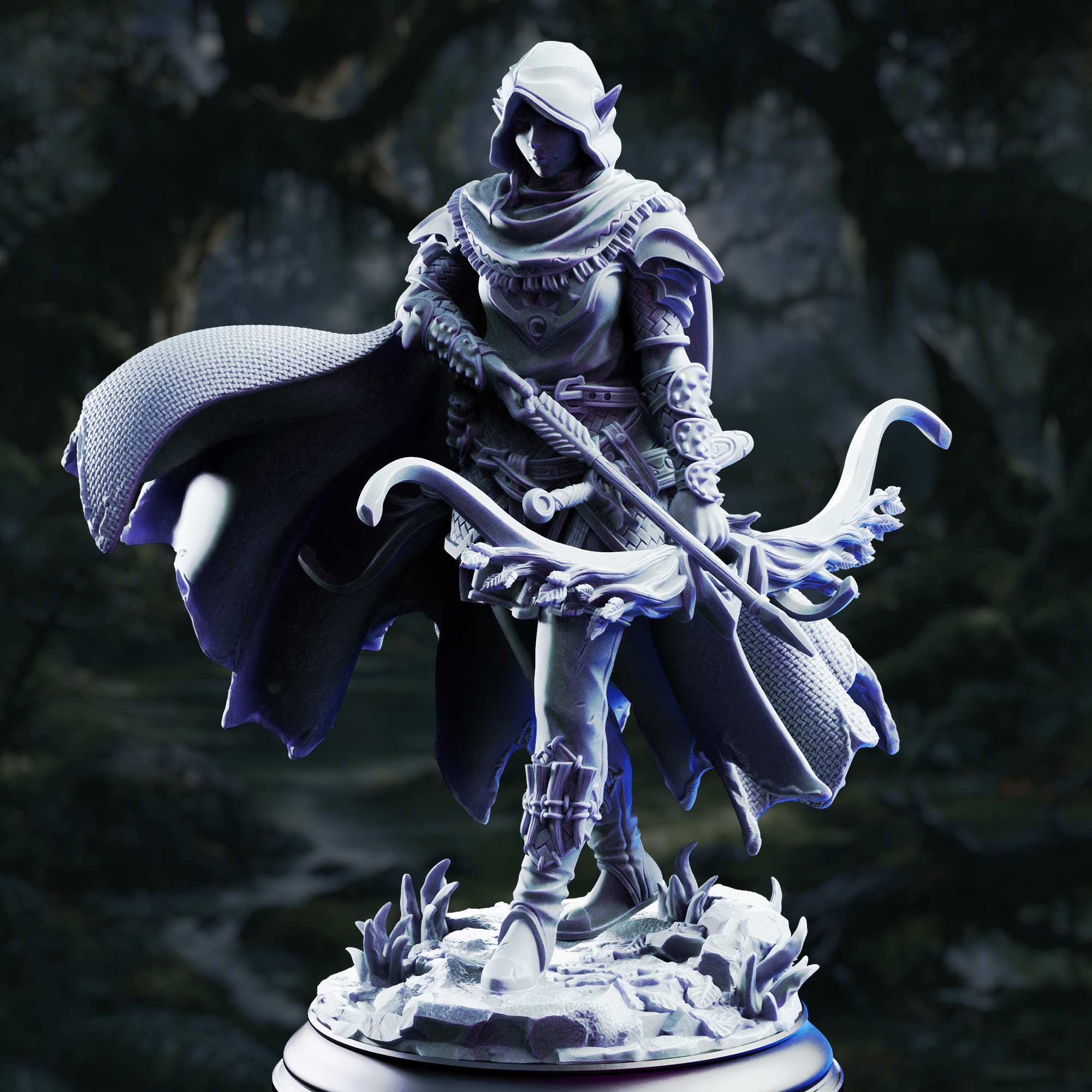 Unpainted resin miniature of Vexana, drow ranger of the swamp — view 2 of 4