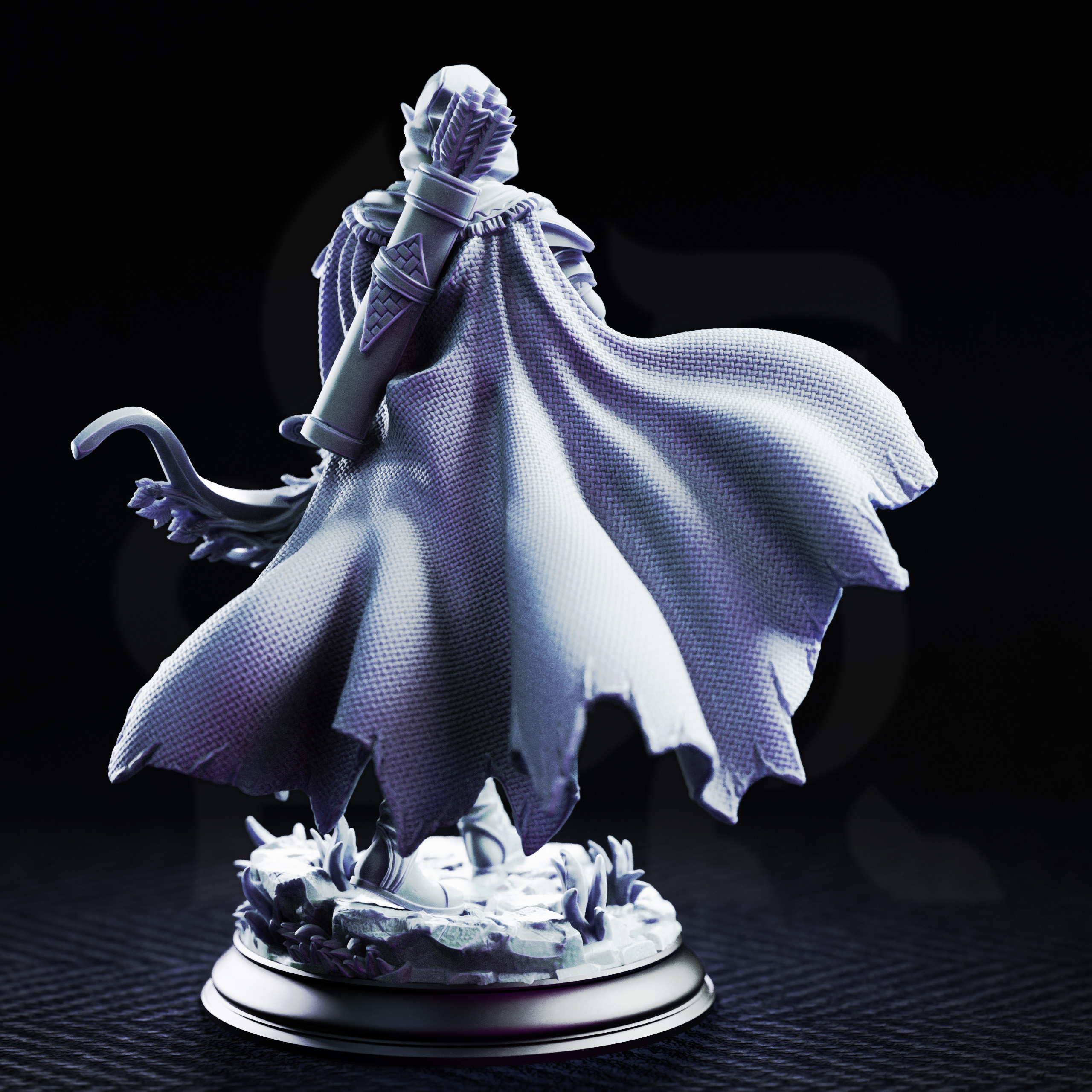 Unpainted resin miniature of Vexana, drow ranger of the swamp — view 3 of 4