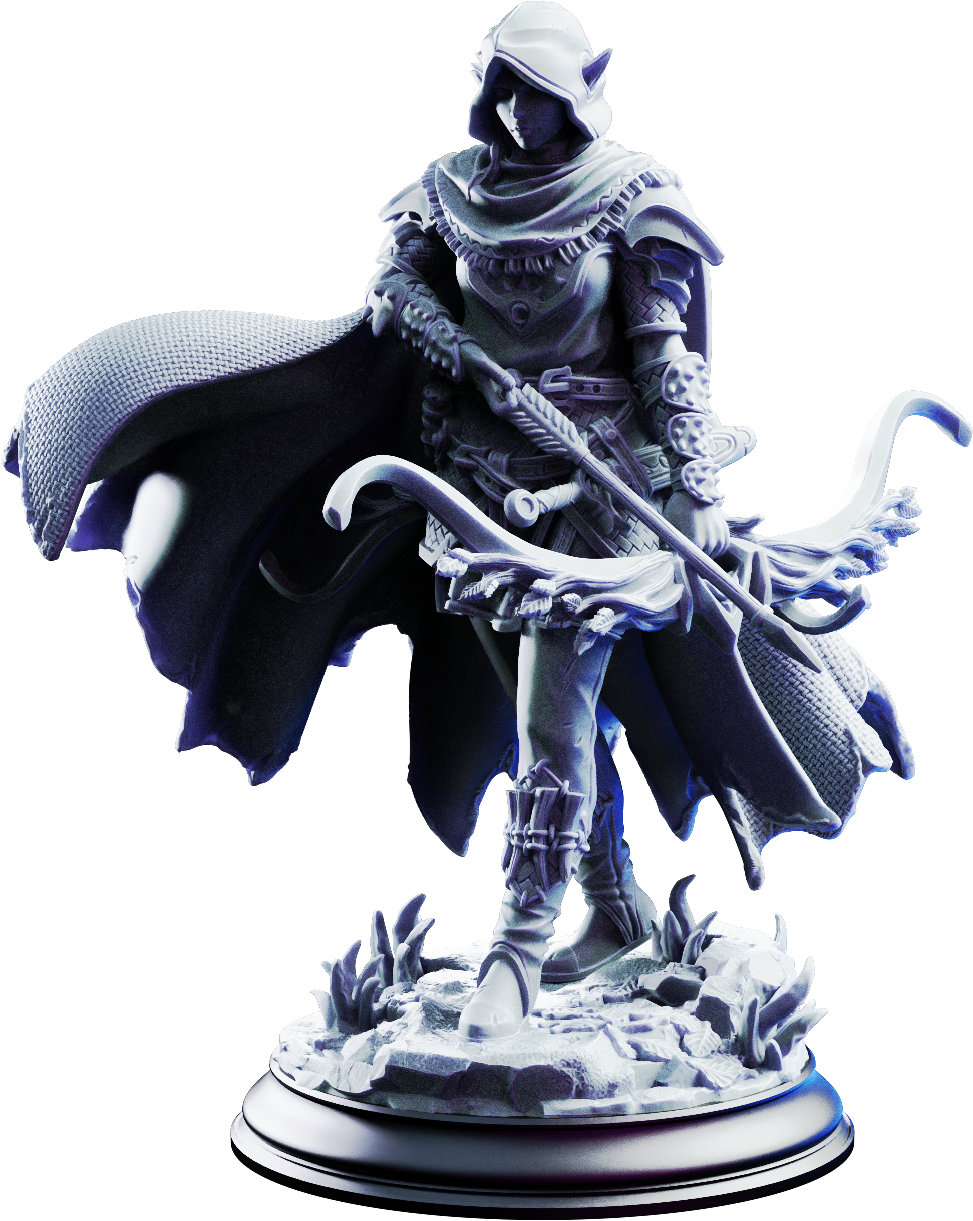 Unpainted resin miniature of Vexana, drow ranger of the swamp — view 4 of 4