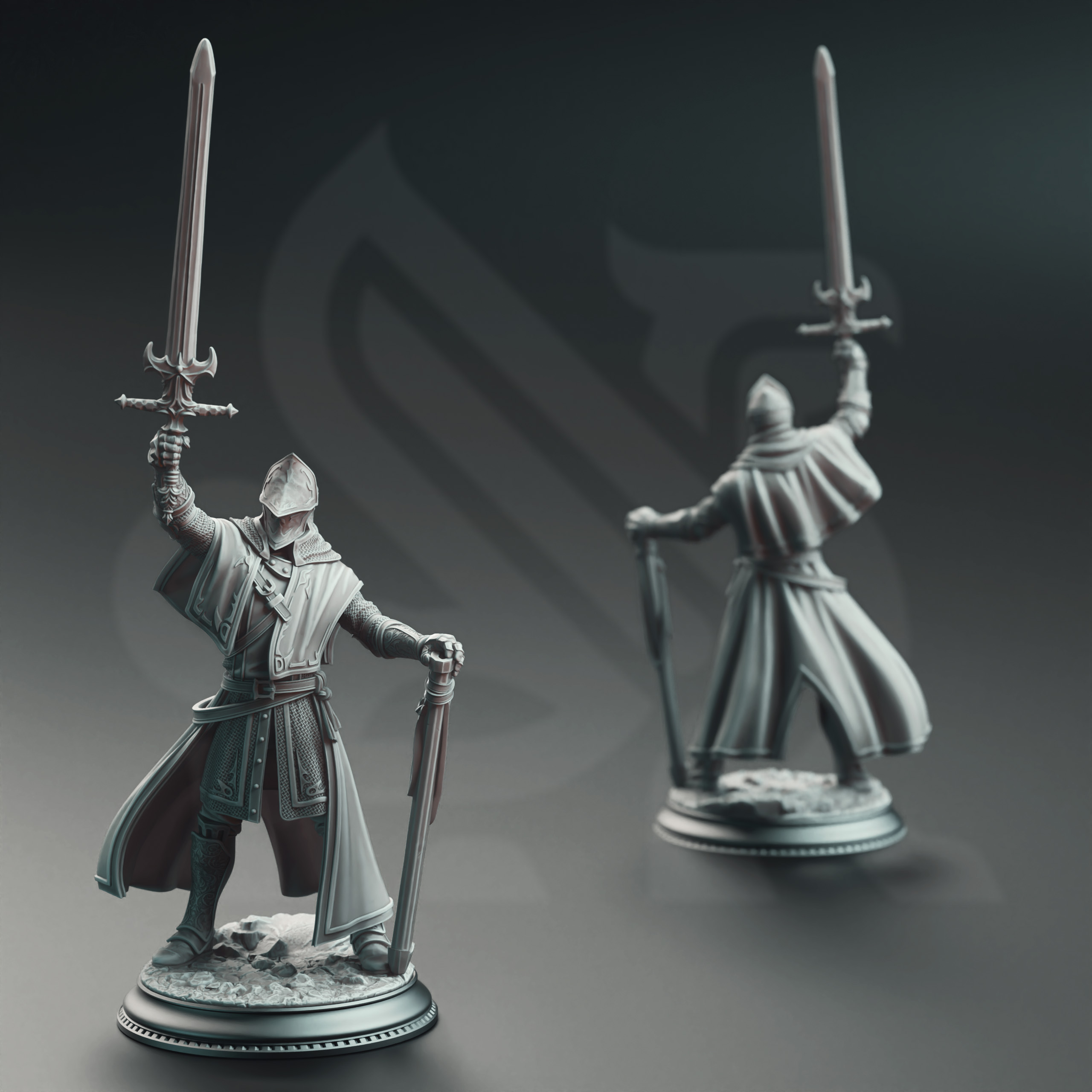 Unpainted resin miniature of Vicar Atticus - The Priest Knight — view 2 of 4