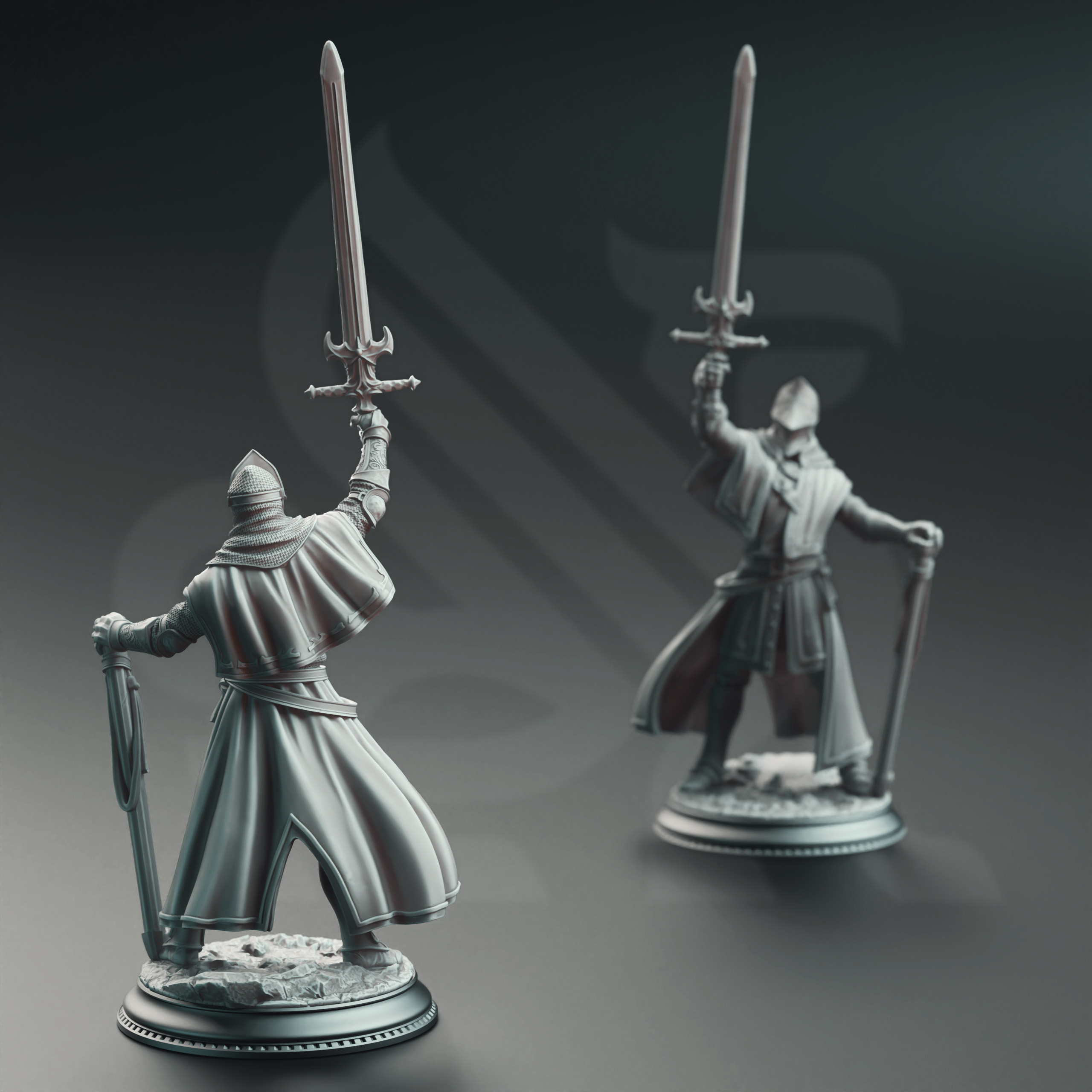 Unpainted resin miniature of Vicar Atticus - The Priest Knight — view 3 of 4
