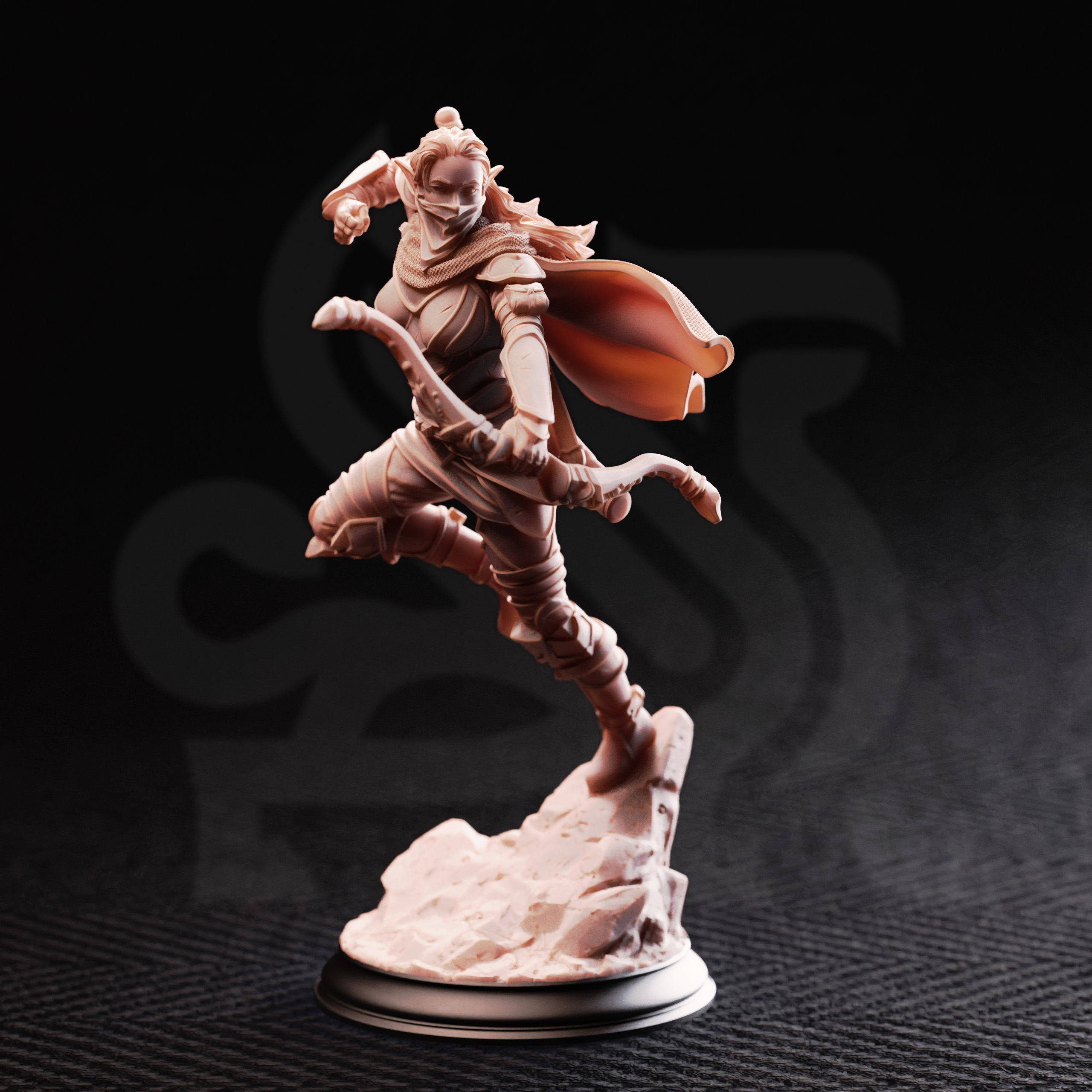 Unpainted resin miniature of Virana, devil hunter