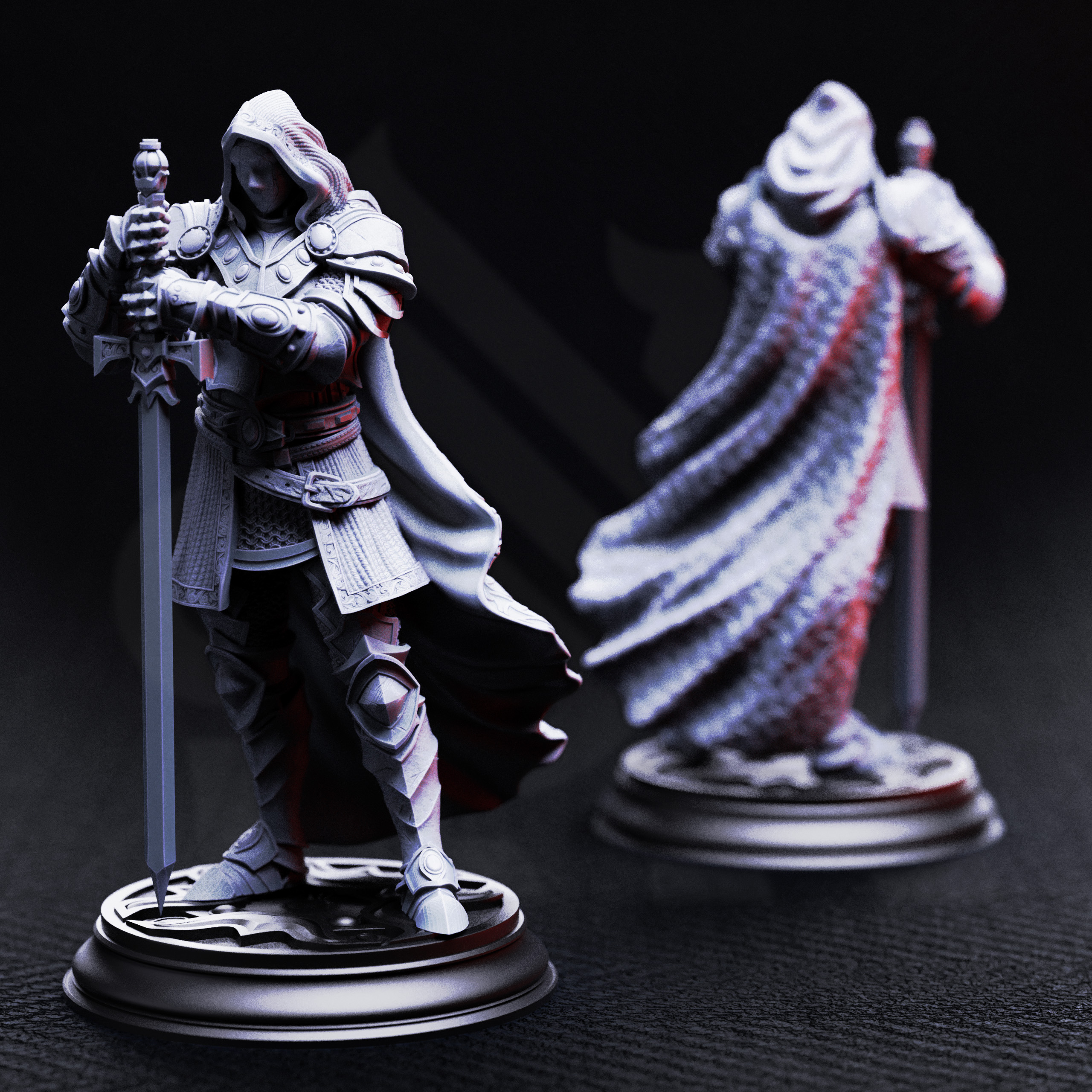 Unpainted resin miniature of Visage, the faceless knight