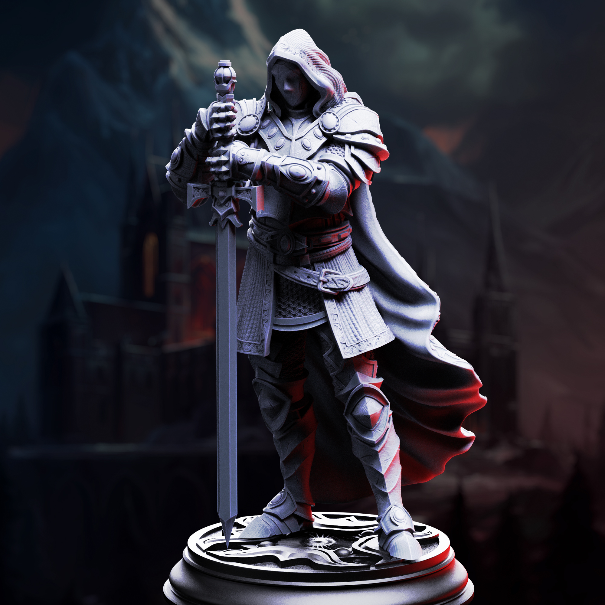 Unpainted resin miniature of Visage, the faceless knight — view 2 of 4