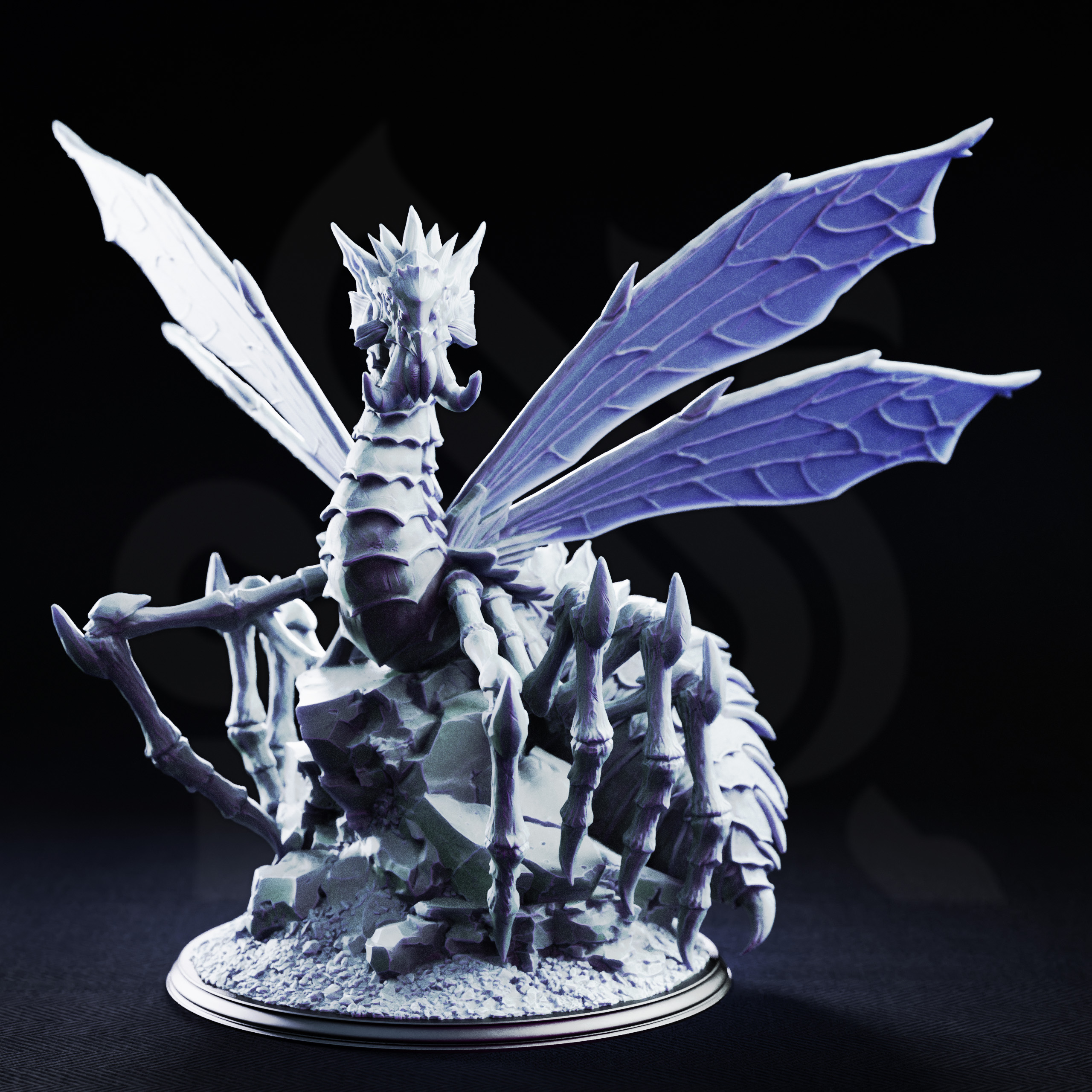 Unpainted resin miniature of Xaniri, dragonspider of irinax