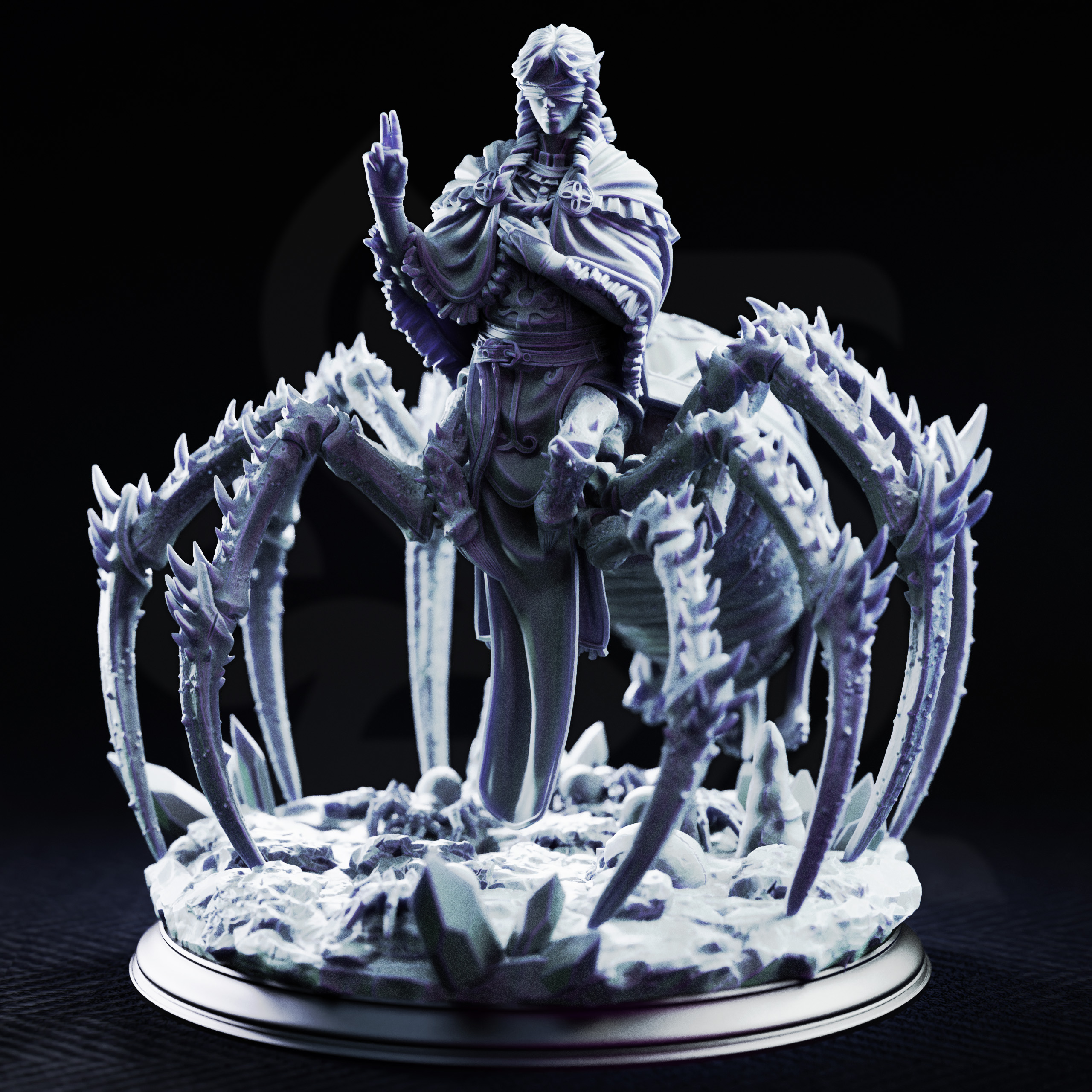 Unpainted resin miniature of Xarinath, daughter of irinax
